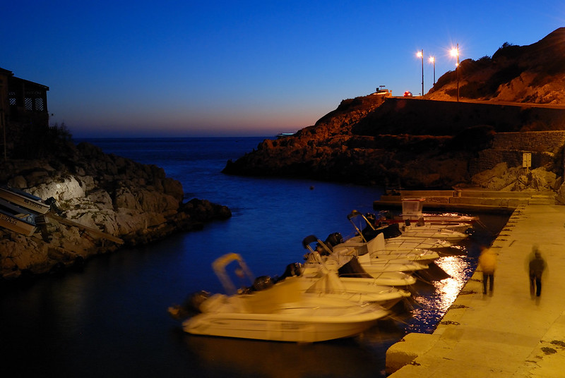 Port de Callelongue à l’heure bleue, Marseille