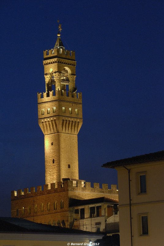 Palazzo Vecchio illuminé à l’heure bleue, Florence
