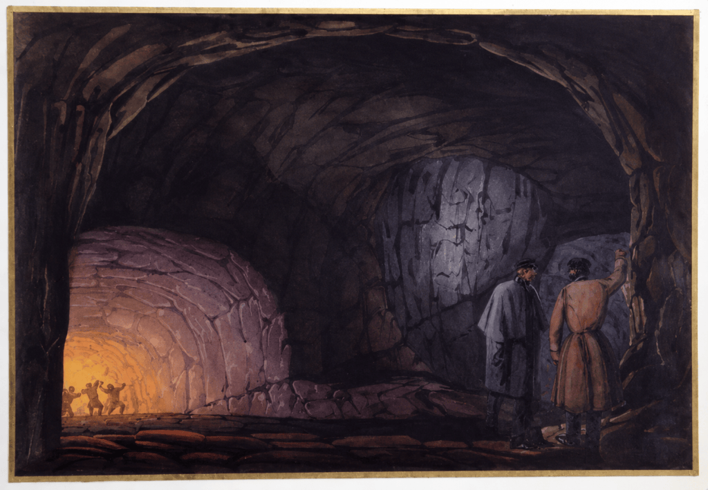 Batagol, gouache de Carl Wolff : autre vue centrale de la galerie d'exploitation
