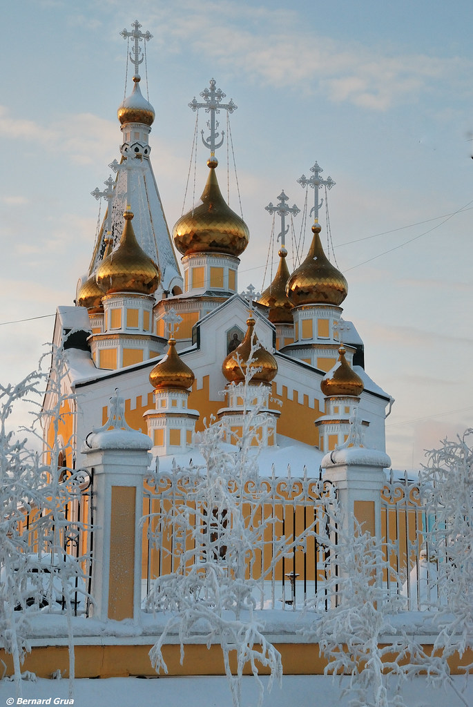 Cathédrale de la transfiguration (preobrazhensky) par -25°C, Iakoutsk, Sibérie, Russie 10/12/28 14:01